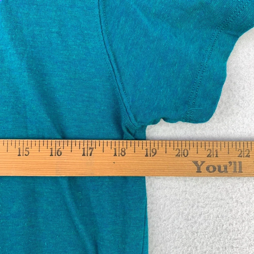 Champion T-Shirt Men Medium Teal Blue Basic V-Neck Short Sleeve Tee Logo - Picture 6 of 8